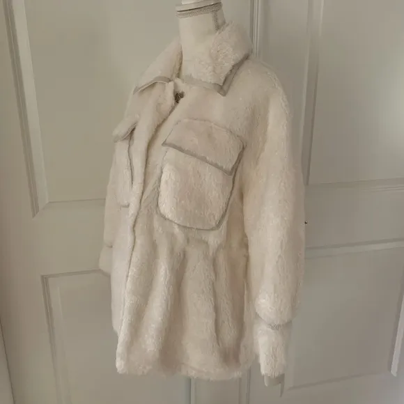 ANTHROPOLOGIE Maeve Cinched Faux Fur Coat
