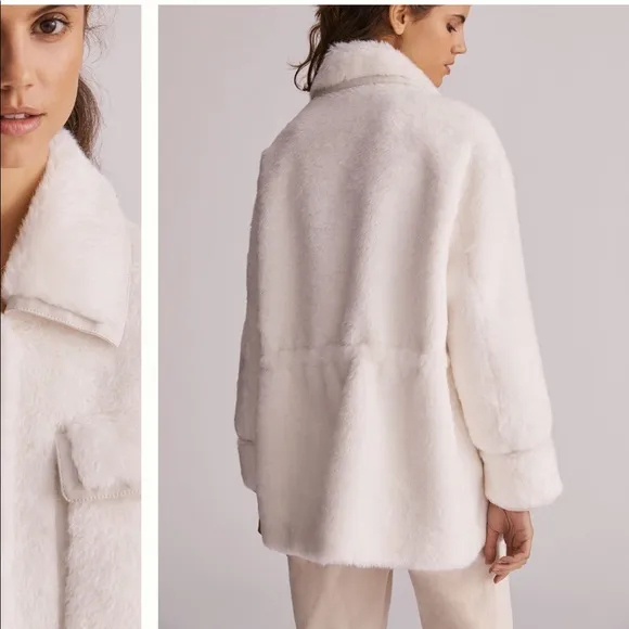 ANTHROPOLOGIE Maeve Cinched Faux Fur Coat