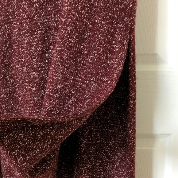 Anthropologie Marled Knit Sleeveless Side Slit Turtleneck Sweater Tunic Burgundy