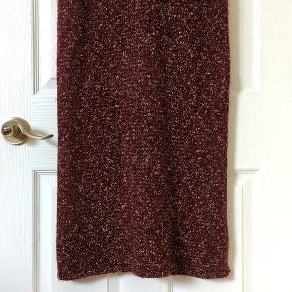 Anthropologie Marled Knit Sleeveless Side Slit Turtleneck Sweater Tunic Burgundy