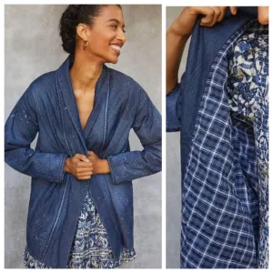 Anthropologie Pilcro &amp; the Letterpress Quilted Denim Kimono Jacket