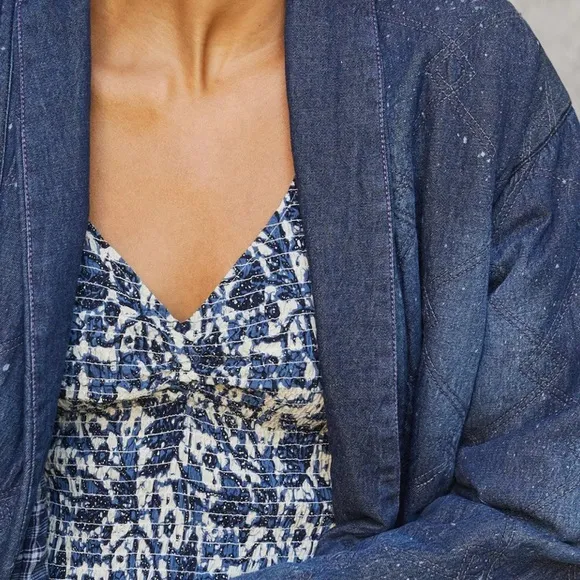 Anthropologie Pilcro &amp; the Letterpress Quilted Denim Kimono Jacket