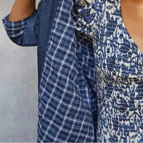 Anthropologie Pilcro Quilted Denim Kimono Jacket, Size L   oversized  Sz 16 NWOT