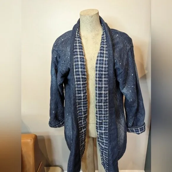 Anthropologie Pilcro Quilted Denim Kimono Jacket, Size L   oversized  Sz 16 NWOT