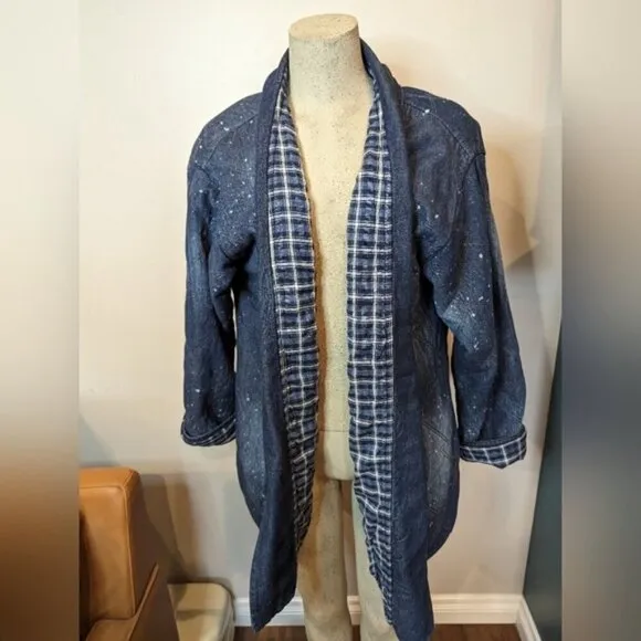 Anthropologie Pilcro Quilted Denim Kimono Jacket, Size L   oversized  Sz 16 NWOT