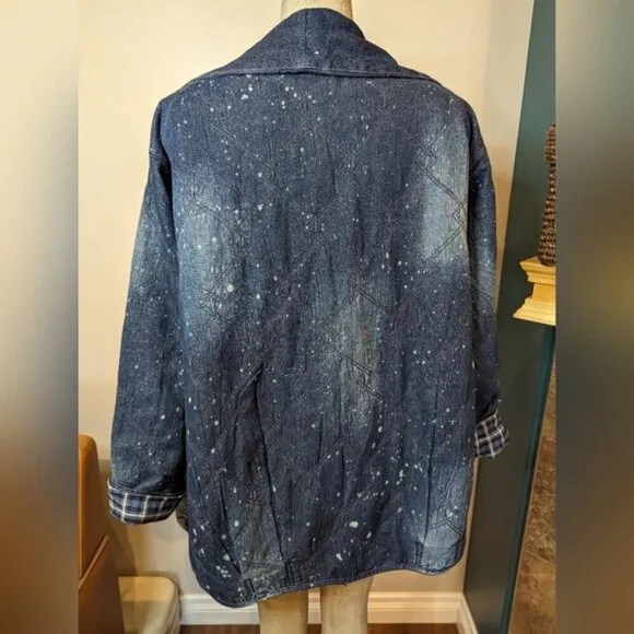 Anthropologie Pilcro Quilted Denim Kimono Jacket, Size L   oversized  Sz 16 NWOT
