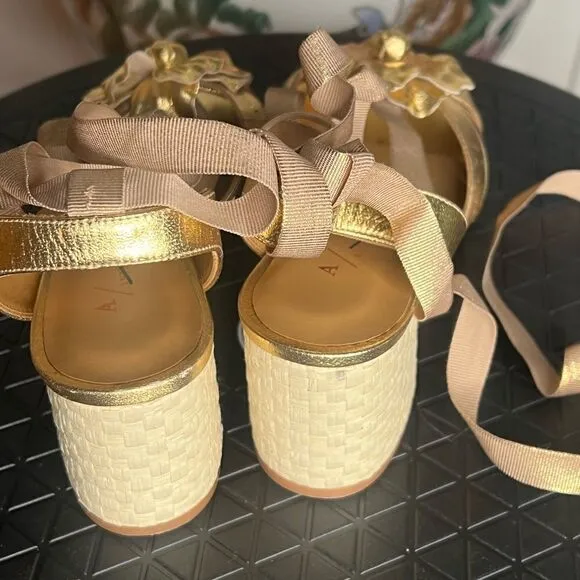 Anthropologie Katerina Heeled Sandals - gold