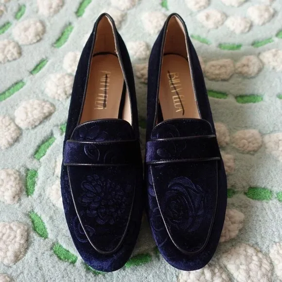 Anthropologie x Billy Ella Embossed Velvet Loafers