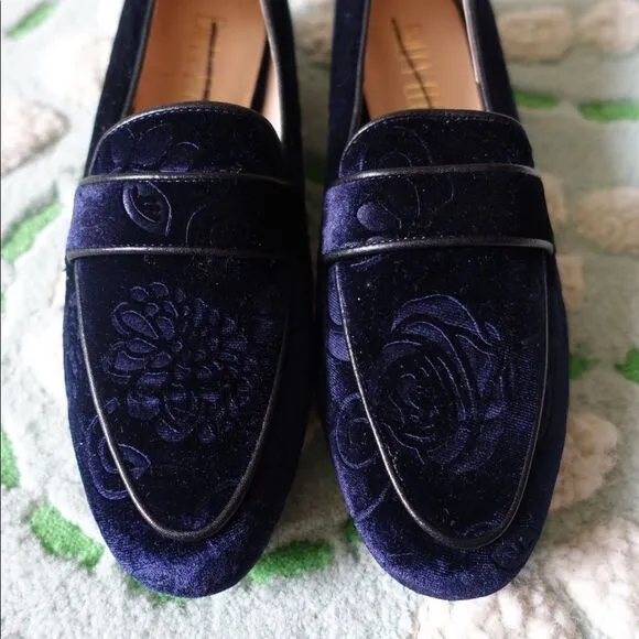 Anthropologie x Billy Ella Embossed Velvet Loafers