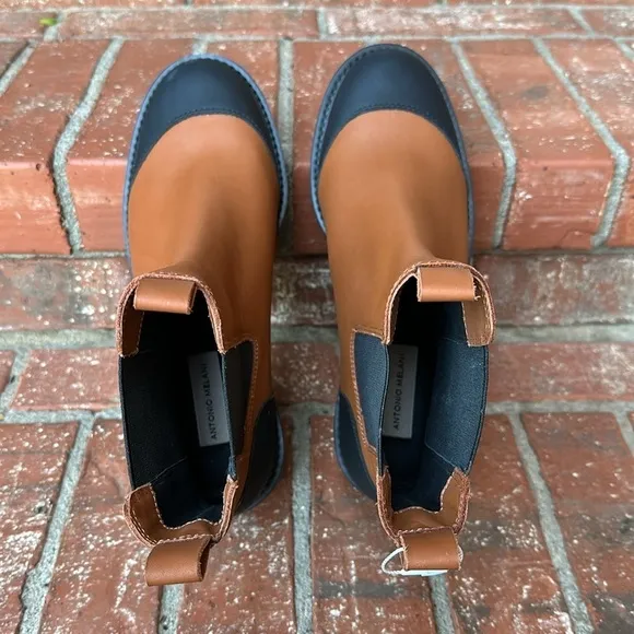 Antonio Melani Dalton Gore Detailed Weather Resistant Leather Lug Sole Boots 10