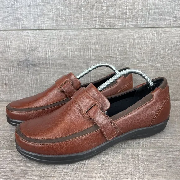 Apex sz 12 brown leather orthopedic comfort loafers