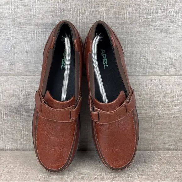 Apex sz 12 brown leather orthopedic comfort loafers