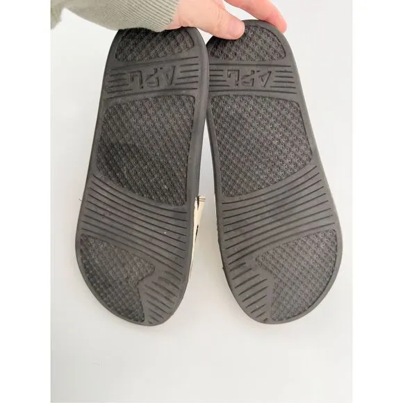 APL Men's Black White Cow Print Calf Hair Iconic Slides Size 8 Women's 9.5