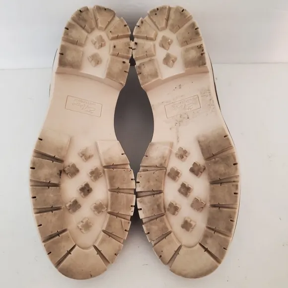 Aqua College Diana Olive suede leather lug sole platform loafers 7