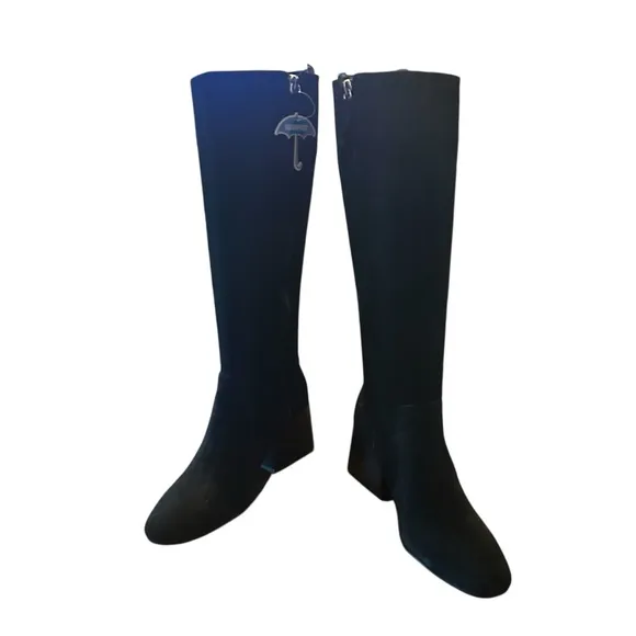 Aqua college Tori Black Waterproof Suede Square Toe Knee High Boots NEW Size 8.5