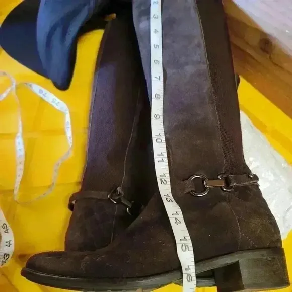 Aquatalia Brown Suede Stretch Tall Boots Women's Size 8