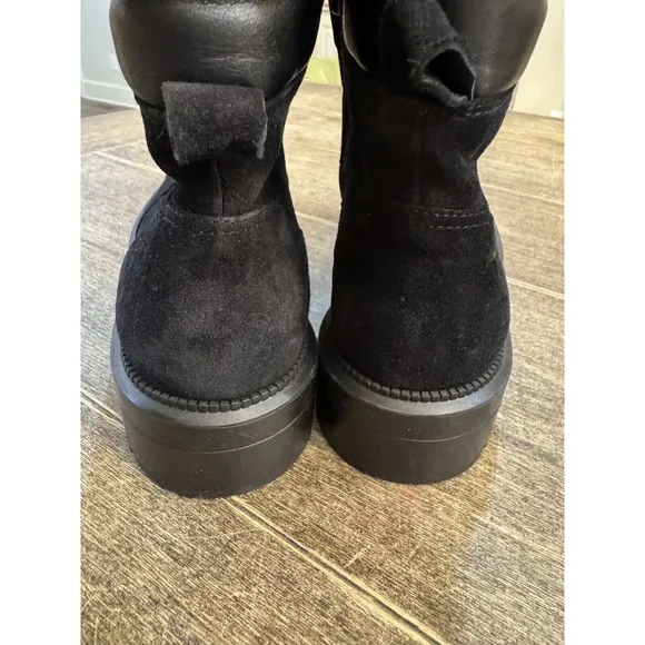 Aquatalia Combat Suede Leather Ankle Flat Weatherproof Lene Boots Size 10 Black