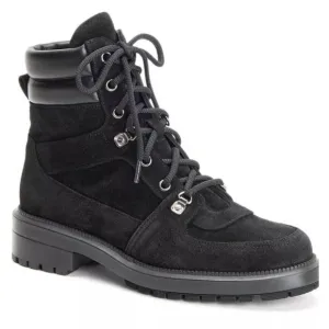 Aquatalia Combat Suede Leather Ankle Flat Weatherproof Lene Boots Size 10 Black