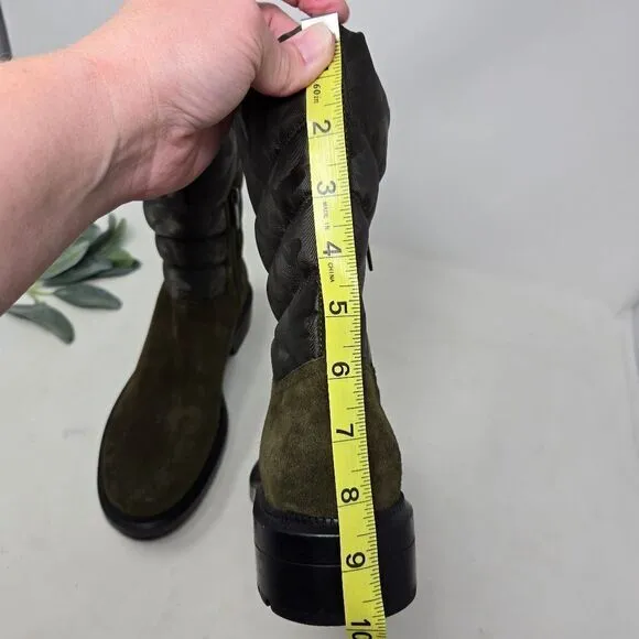 AQUATALIA Lori Waterproof Boots Olive Green Suede | Camo Nylon Size 8
