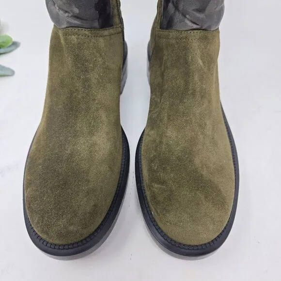 AQUATALIA Lori Waterproof Boots Olive Green Suede | Camo Nylon Size 8