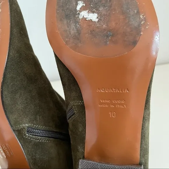 Aquatalia Suede Stacked Heel Ankle Boots / Booties