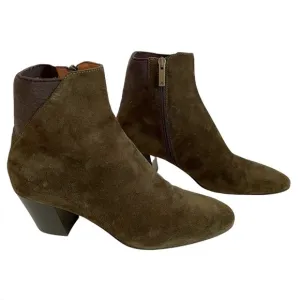 Aquatalia Suede Stacked Heel Ankle Boots / Booties