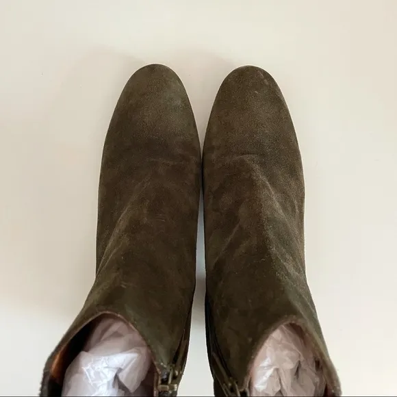 Aquatalia Suede Stacked Heel Ankle Boots / Booties