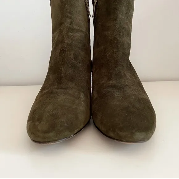 Aquatalia Suede Stacked Heel Ankle Boots / Booties