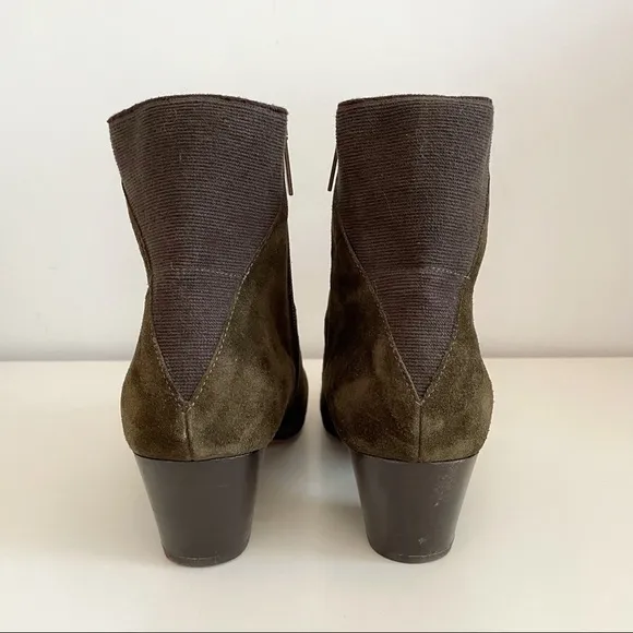 Aquatalia Suede Stacked Heel Ankle Boots / Booties