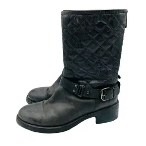 Aquatalia Gray Quilted Leather combat Moto Boots