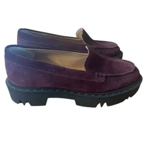 Aquatalia Hayley Water Resistant Suede Platform Lug Sole Loafers Size 8