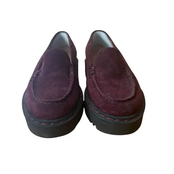 Aquatalia Hayley Water Resistant Suede Platform Lug Sole Loafers Size 8