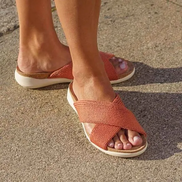 ARCOPEDICO Women’s Pantanal H79 Knit Slides in the Size 40/9 US in Brick Color