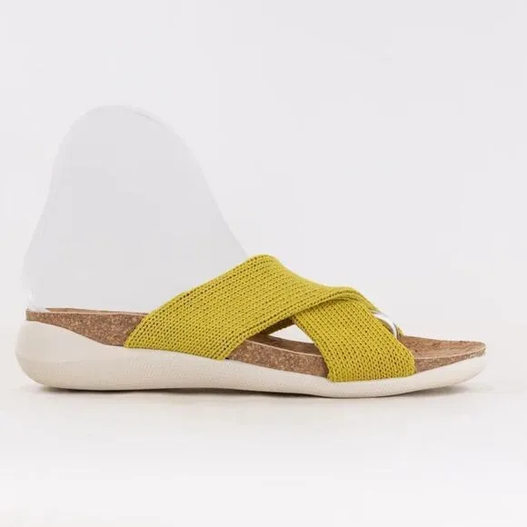 ARCOPEDICO Women’s Pantanal H80 Knit Slides in the Size 40/9 US in Mustard Color