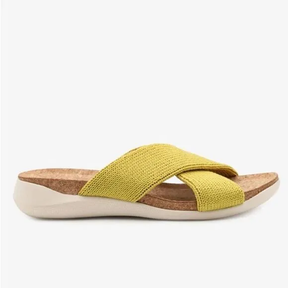 ARCOPEDICO Women’s Pantanal H80 Knit Slides in the Size 40/9 US in Mustard Color