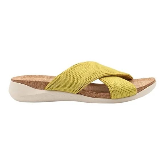 ARCOPEDICO Women’s Pantanal H80 Knit Slides in the Size 40/9 US in Mustard Color