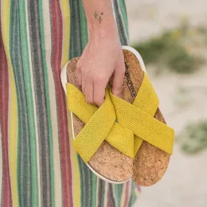 ARCOPEDICO Women’s Pantanal H80 Knit Slides in the Size 40/9 US in Mustard Color