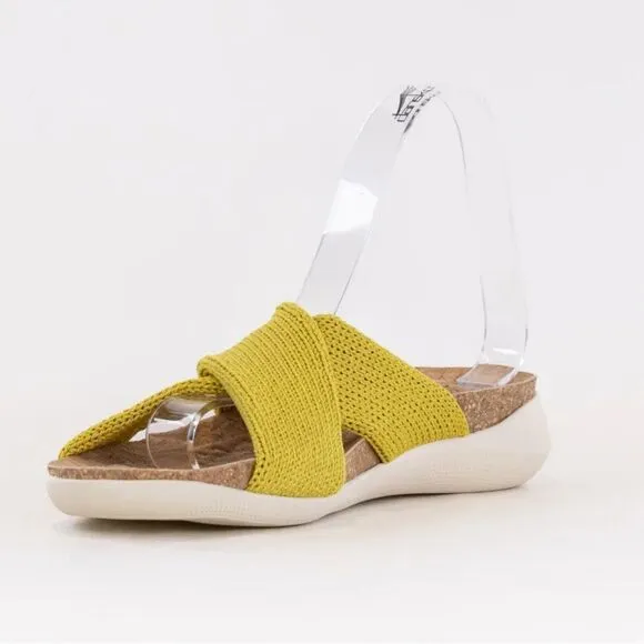 ARCOPEDICO Women’s Pantanal H80 Knit Slides in the Size 40/9 US in Mustard Color
