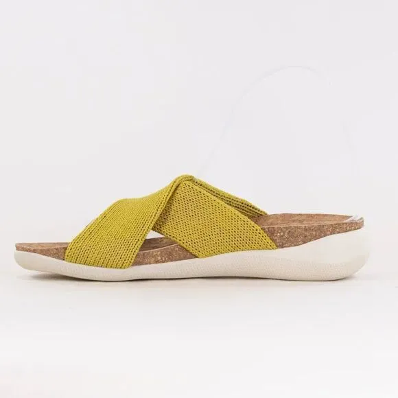 ARCOPEDICO Women’s Pantanal H80 Knit Slides in the Size 40/9 US in Mustard Color