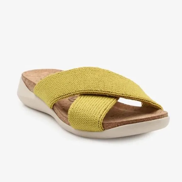 ARCOPEDICO Women’s Pantanal H80 Knit Slides in the Size 40/9 US in Mustard Color