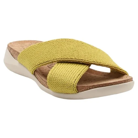 ARCOPEDICO Women’s Pantanal H80 Knit Slides in the Size 40/9 US in Mustard Color
