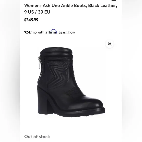 ASH UNO QUILTED BLACK ANKLE BOOTS