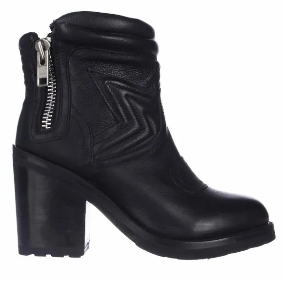 ASH UNO QUILTED BLACK ANKLE BOOTS