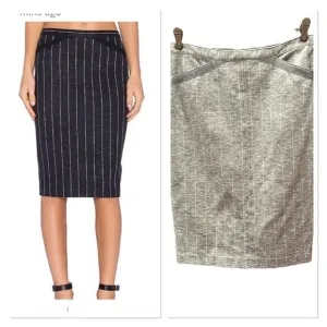 🍕ATM skirt midi pinstripe gray white medium