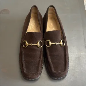 Authentic Gucci Brown Suede Horse-bit Loafers - US Size 7
