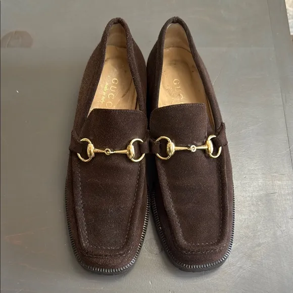 Authentic Gucci Brown Suede Horse-bit Loafers - US Size 7