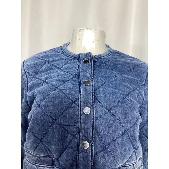 Ba&amp;Sh Gibus Quilted Denim Jacket in Blue Cotton