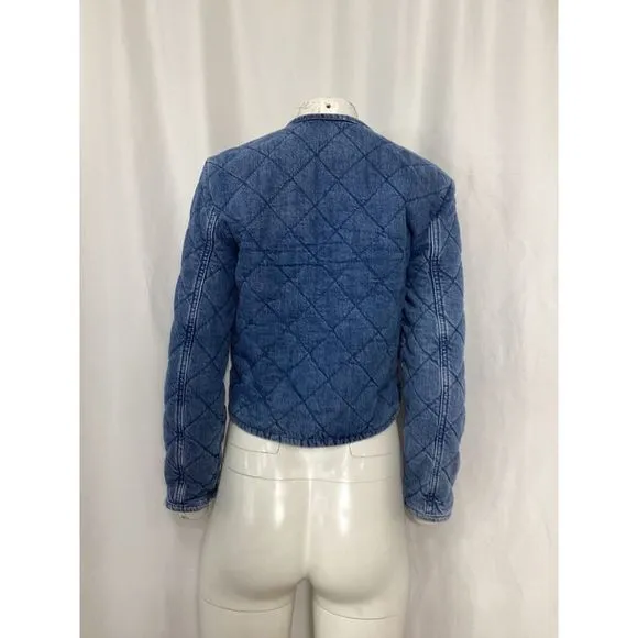 Ba&amp;Sh Gibus Quilted Denim Jacket in Blue Cotton