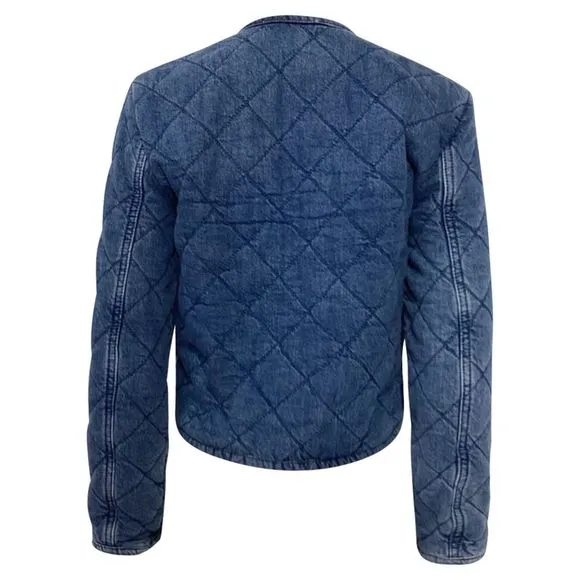 Ba&amp;Sh Gibus Quilted Denim Jacket in Blue Cotton