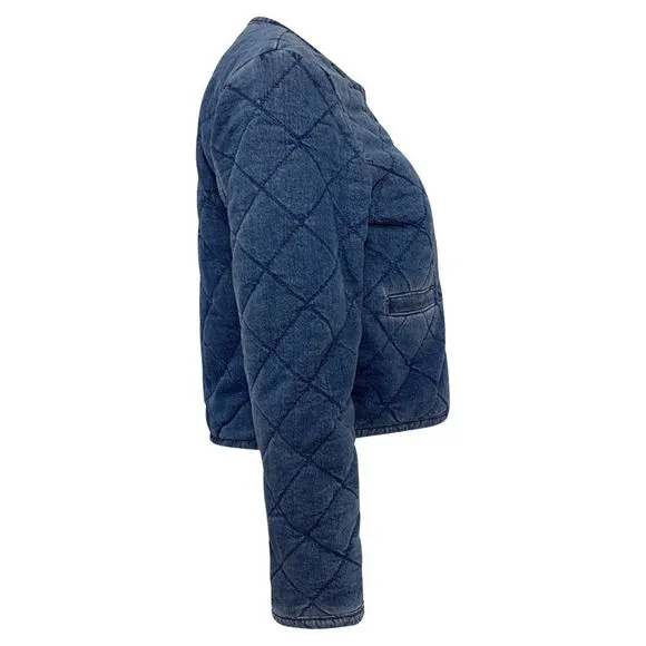 Ba&amp;Sh Gibus Quilted Denim Jacket in Blue Cotton